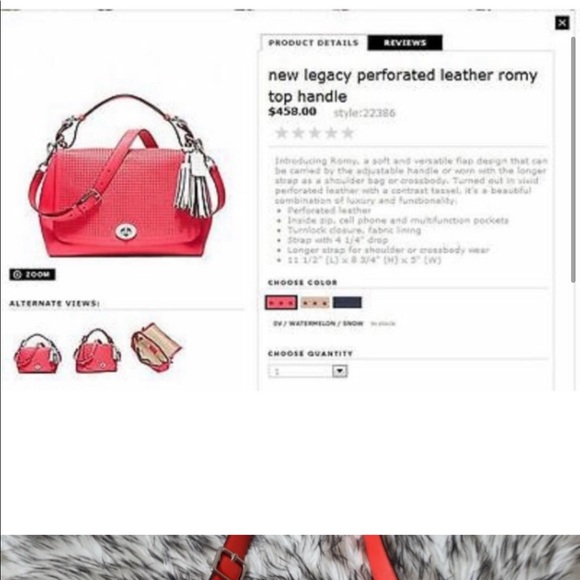 Coach Legacy Romy Perforated Leather Watermelon Satchel 22386 - Picture 4 of 8